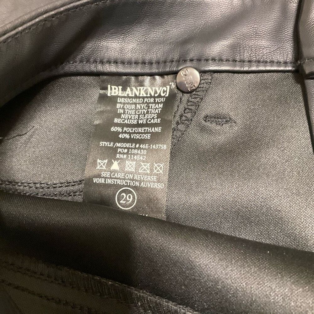 Blank NYC Midrise Skinny Faux Leather Pants, Size 29/6-8. Black - Picture 7 of 7